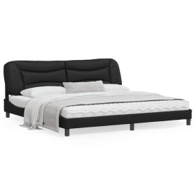 Estructura cama con luces LED cuero sintético negro 200x200 cm de vidaXL, Camas y somieres - Ref: Foro24-3213955, Precio: 258...