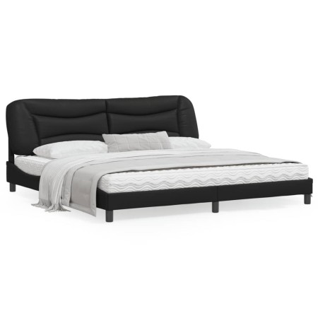 Estructura cama con luces LED cuero sintético negro 200x200 cm de vidaXL, Camas y somieres - Ref: Foro24-3213955, Precio: 259...