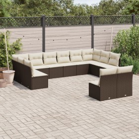 Set of garden sofas and cushions 12 pieces synthetic brown rattan by vidaXL, Garden sets - Ref: Foro24-3250212, Price: 665,02...