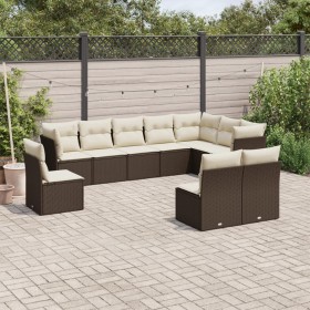 Garden sofa set 10 pieces and brown synthetic rattan cushions by vidaXL, Garden sets - Ref: Foro24-3217803, Price: 658,52 €, ...