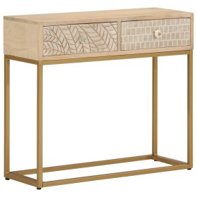 Mesa consola madera maciza de mango y hierro 90x30x76 cm de vidaXL, Mesas auxiliares - Ref: Foro24-372013, Precio: 186,19 €, ...