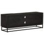 Solid mango wood and black iron TV stand 110x30x40 cm by vidaXL, CD and DVD storage - Ref: Foro24-372007, Price: 220,58 €, Di...