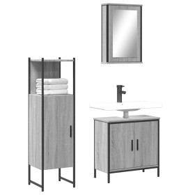 3-piece bathroom furniture set made of gray Sonoma plywood by vidaXL, Bathroom furniture - Ref: Foro24-3214823, Price: 157,47...