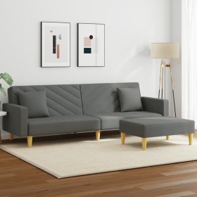 Two-seater sofa bed with pillows and dark gray fabric stool by vidaXL, Sofas - Ref: Foro24-3216259, Price: 310,34 €, Discount: %