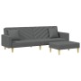 Sofá cama de 2 plazas con almohadas y taburete tela gris oscuro de vidaXL, Sofás - Ref: Foro24-3216259, Precio: 309,99 €, Des...