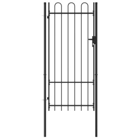 Black steel fence with a gate and arches, 1x2 meters. by vidaXL, garden gates - Ref: Foro24-145744, Price: 154,71 €, Discount: %