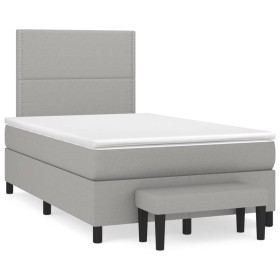 Box spring bed with light gray fabric mattress 120x190 cm by vidaXL, Beds and slatted bases - Ref: Foro24-3270348, Price: 428...