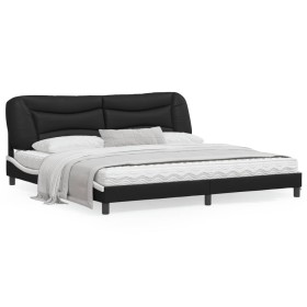 Estructura cama con LED cuero sintético negro blanco 200x200 cm de vidaXL, Camas y somieres - Ref: Foro24-3213960, Precio: 26...