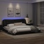 Estructura cama con LED cuero sintético negro blanco 200x200 cm de vidaXL, Camas y somieres - Ref: Foro24-3213960, Precio: 26...