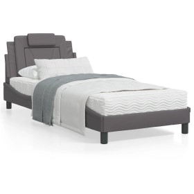 Bed with gray synthetic leather mattress 90x200 cm by vidaXL, Beds and slatted bases - Ref: Foro24-3208771, Price: 274,99 €, ...