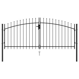 Double door fence gate with black steel tips 3x1.25 m by vidaXL, garden gates - Ref: Foro24-146027, Price: 186,99 €, Discount: %