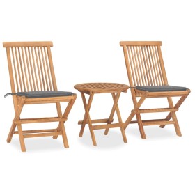 Folding garden dining set 3 pieces teak wood cushions by vidaXL, Garden sets - Ref: Foro24-3063172, Price: 168,59 €, Discount: %