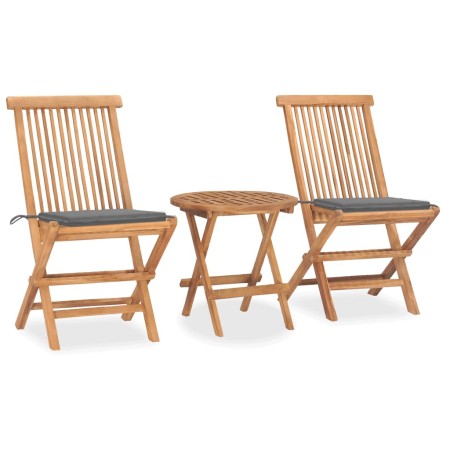 Folding garden dining set 3 pieces teak wood cushions by vidaXL, Garden sets - Ref: Foro24-3063172, Price: 168,36 €, Discount: %