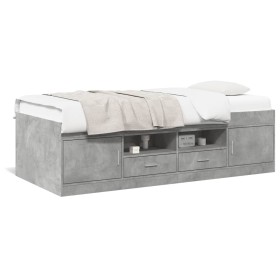 Concrete gray engineered wood lounger with drawers 75x190 cm by vidaXL, Beds and slatted bases - Ref: Foro24-3280261, Price: ...