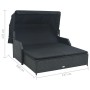 Lounger for 2 people with black synthetic rattan awning by vidaXL, Outdoor beds - Ref: Foro24-47443, Price: 586,20 €, Discoun...