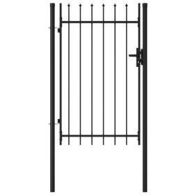 Black steel fence panel with a gate and spikes, 1x1.5 meters. by vidaXL, garden gates - Ref: Foro24-146034, Price: 126,52 €, ...