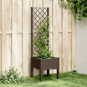 Planter with brown PP trellis 40x40x142 cm by vidaXL, Pots and planters - Ref: Foro24-367920, Price: 45,99 €, Discount: %