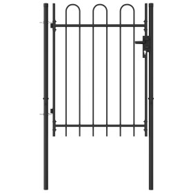 Fence gate with a door and black steel arches 1x1.2 m by vidaXL, garden gates - Ref: Foro24-146030, Price: 128,62 €, Discount: %