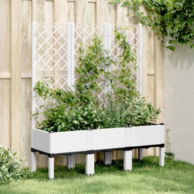 Planter with white PP trellis 120x40x142 cm by vidaXL, Pots and planters - Ref: Foro24-367929, Price: 95,25 €, Discount: %