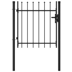 Fence gate with a door and black steel tips 1x1 m by vidaXL, garden gates - Ref: Foro24-146032, Price: 138,69 €, Discount: %