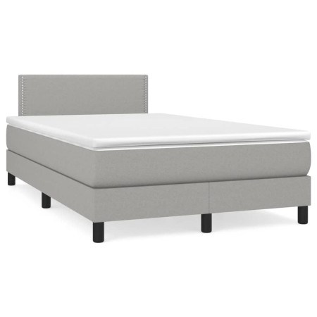 Cama box spring con colchón y LED tela gris claro 120x190 cm de vidaXL, Camas y somieres - Ref: Foro24-3270032, Precio: 378,7...