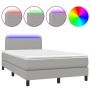 Cama box spring con colchón y LED tela gris claro 120x190 cm de vidaXL, Camas y somieres - Ref: Foro24-3270032, Precio: 378,7...