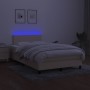 Cama box spring con colchón y luces LED tela crema 120x190 cm de vidaXL, Camas y somieres - Ref: Foro24-3270030, Precio: 384,...