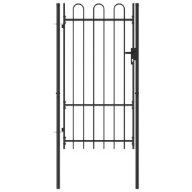 Fence gate with a door and black steel arch 1x1.75 m by vidaXL, garden gates - Ref: Foro24-145743, Price: 129,09 €, Discount: %