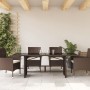 Garden table with brown PE rattan glass surface 190x80x74cm by vidaXL, Garden tables - Ref: Foro24-365305, Price: 182,11 €, D...