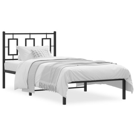 Estructura de cama con cabecero metal negro 90x190 cm de vidaXL, Camas y somieres - Ref: Foro24-374233, Precio: 76,05 €, Desc...