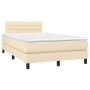 Cama box spring con colchón y luces LED tela crema 120x190 cm de vidaXL, Camas y somieres - Ref: Foro24-3270051, Precio: 398,...