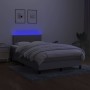 Box spring bed with mattress and LED light gray fabric 120x190 cm by vidaXL, Beds and slatted bases - Ref: Foro24-3270053, Pr...