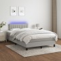 Box spring bed with mattress and LED light gray fabric 120x190 cm by vidaXL, Beds and slatted bases - Ref: Foro24-3270053, Pr...