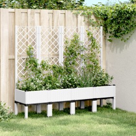 Planter with white PP trellis 160x40x142 cm by vidaXL, Pots and planters - Ref: Foro24-367934, Price: 121,99 €, Discount: %