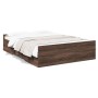 Oak brown engineered wood bed with drawers 140x190 cm by vidaXL, Beds and slatted bases - Ref: Foro24-3280313, Price: 149,58 ...