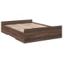 Oak brown engineered wood bed with drawers 140x190 cm by vidaXL, Beds and slatted bases - Ref: Foro24-3280313, Price: 149,58 ...