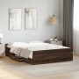 Oak brown engineered wood bed with drawers 140x190 cm by vidaXL, Beds and slatted bases - Ref: Foro24-3280313, Price: 149,58 ...