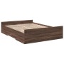 Oak brown engineered wood bed with drawers 140x190 cm by vidaXL, Beds and slatted bases - Ref: Foro24-3280313, Price: 149,58 ...