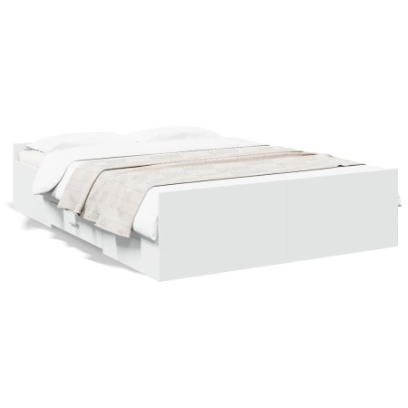 Cama con cajones madera de ingeniería blanca 140x190 cm de vidaXL, Camas y somieres - Ref: Foro24-3280307, Precio: 170,08 €, ...