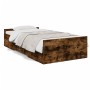 Smoked oak engineered wood bed with drawers 75x190 cm by vidaXL, Beds and slatted bases - Ref: Foro24-3280353, Price: 115,31 ...