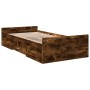 Smoked oak engineered wood bed with drawers 75x190 cm by vidaXL, Beds and slatted bases - Ref: Foro24-3280353, Price: 115,31 ...