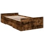 Smoked oak engineered wood bed with drawers 75x190 cm by vidaXL, Beds and slatted bases - Ref: Foro24-3280353, Price: 115,31 ...