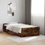 Smoked oak engineered wood bed with drawers 90x200 cm by vidaXL, Beds and slatted bases - Ref: Foro24-3280339, Price: 119,99 ...