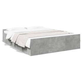 Concrete gray engineered wood bed with drawers 150x200 cm by vidaXL, Beds and slatted bases - Ref: Foro24-3280289, Price: 152...