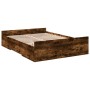 Cama con cajones madera de ingeniería roble ahumado 140x190 cm de vidaXL, Camas y somieres - Ref: Foro24-3280311, Precio: 144...