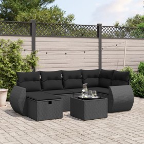 7-teiliges Garten-Esszimmerset und Kissen synthetisches Rattan schwarz von vidaXL, Gartensets - Ref: Foro24-3264111, Preis: 4...