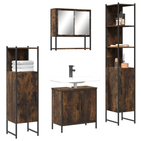 4-piece bathroom furniture set made of smoked oak plywood by vidaXL, Bathroom furniture - Ref: Foro24-3214712, Price: 258,17 ...