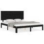 Estructura cama de matrimonio con cabecero madera maciza negro de vidaXL, Camas y somieres - Ref: Foro24-3193670, Precio: 191...