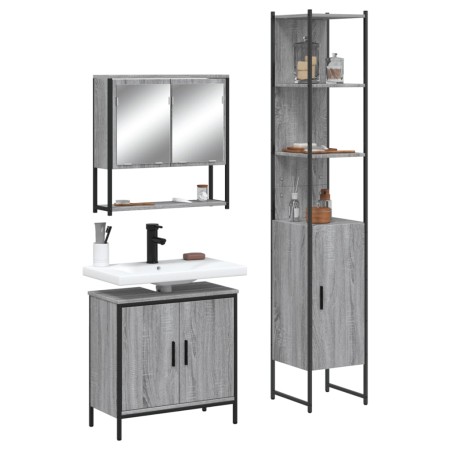 Set de muebles de baño 3 pzas madera contrachapada gris sonoma de vidaXL, Muebles de baño - Ref: Foro24-3214683, Precio: 193,...