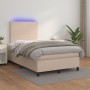 Box spring bed LED mattress synthetic leather cappuccino 120x190cm by vidaXL, Beds and slatted bases - Ref: Foro24-3270286, P...